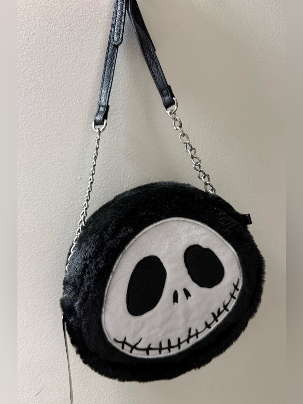 Primark Jack Skellington Plush Crossbody Bag in Black and White - NWT